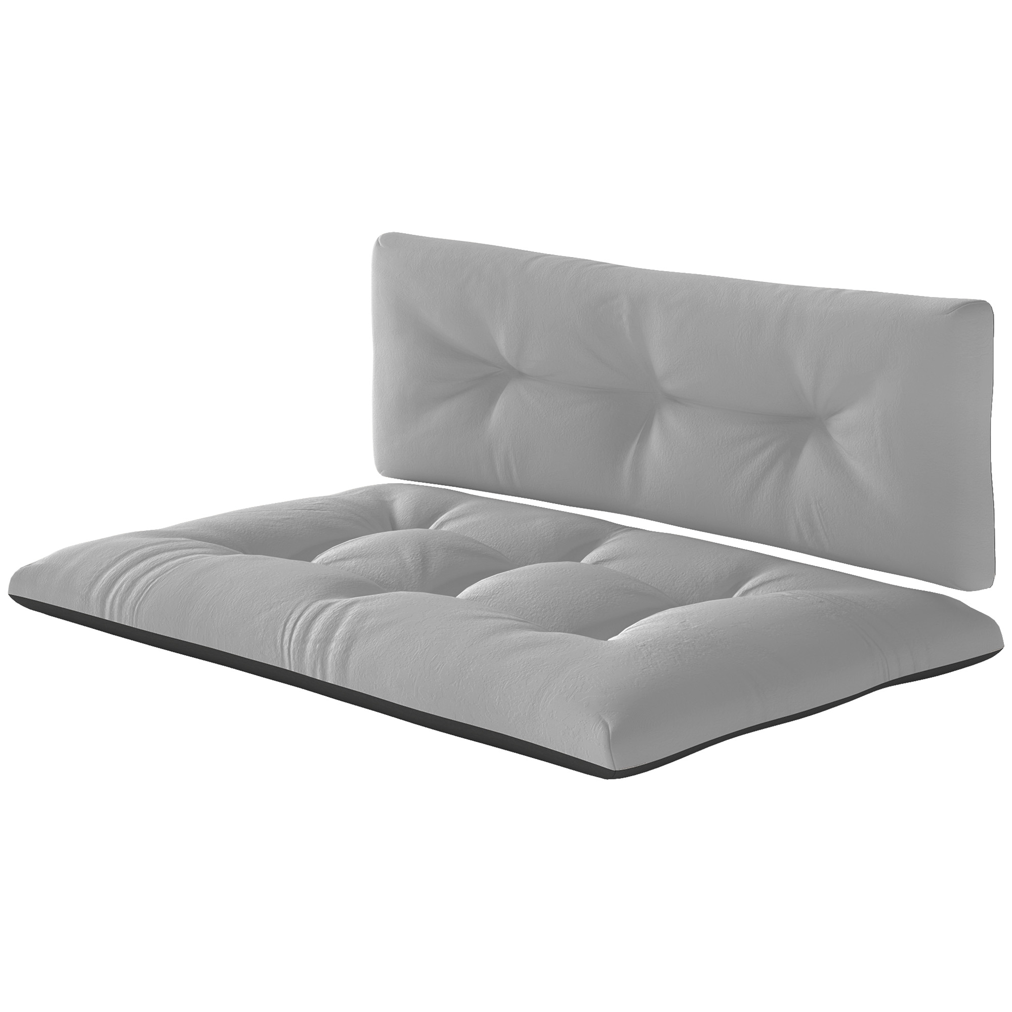 Coussin palette extérieur 2 places 3,9 po épais design capitonné gris