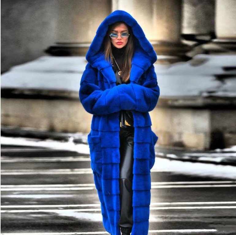 Veste coton capuche fausse fourrure épaissie