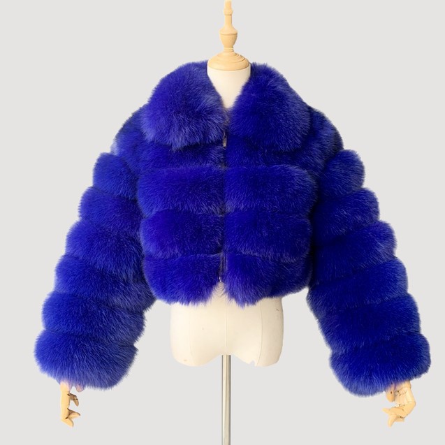 Manteau femme fourrure renard revers court long