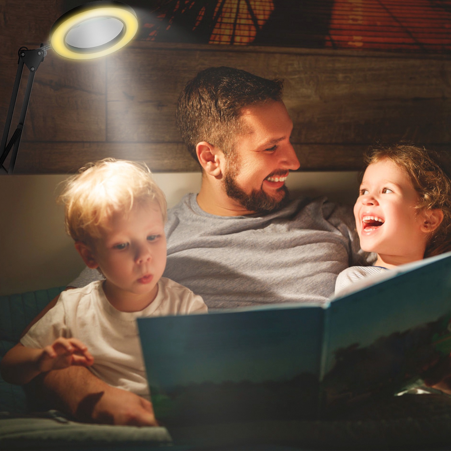 Lampe loupe LED 2 en 1, 8x, bras oscillant, USB, 10 luminosités