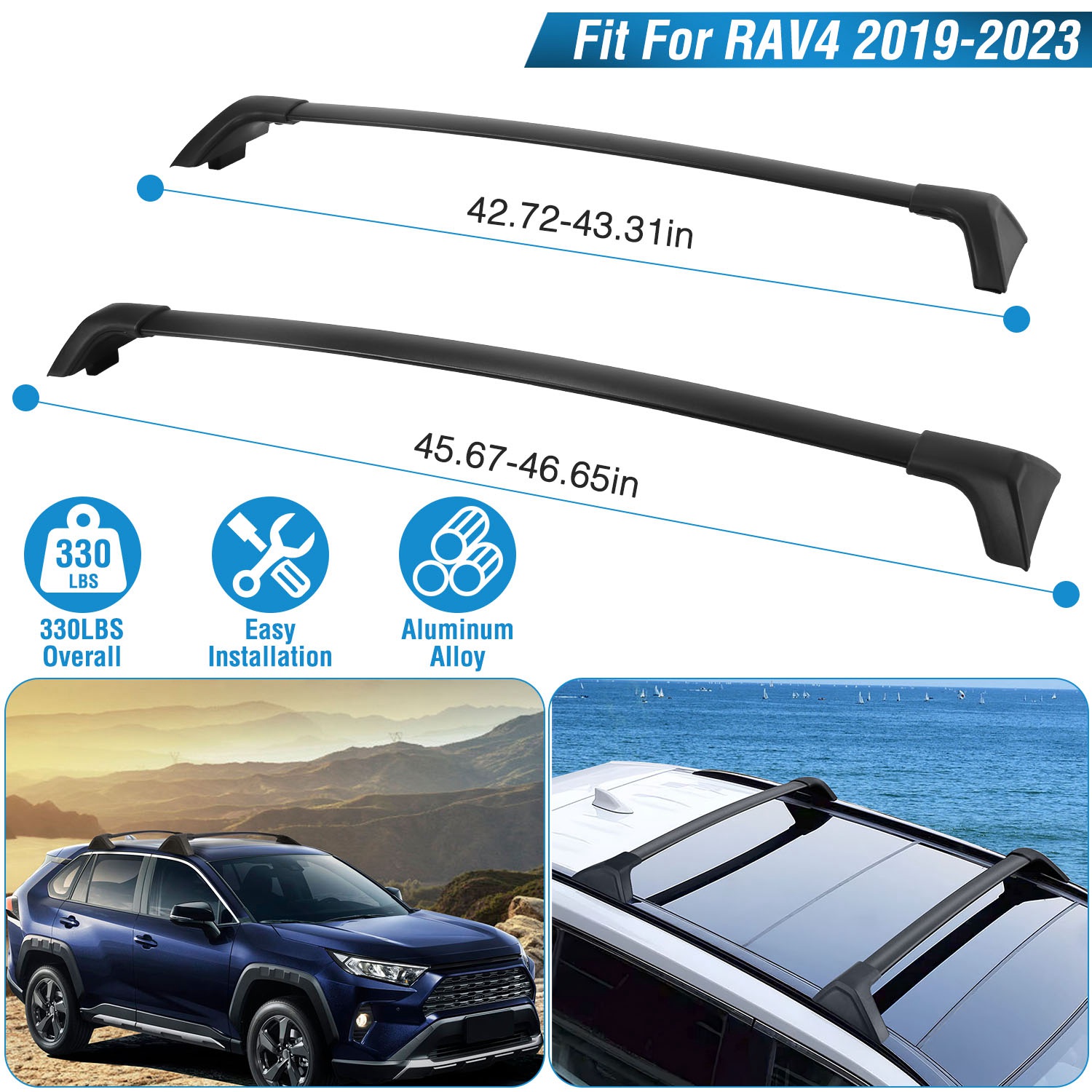 Barres transversales toit alliage aluminium RAV4 2019-2024