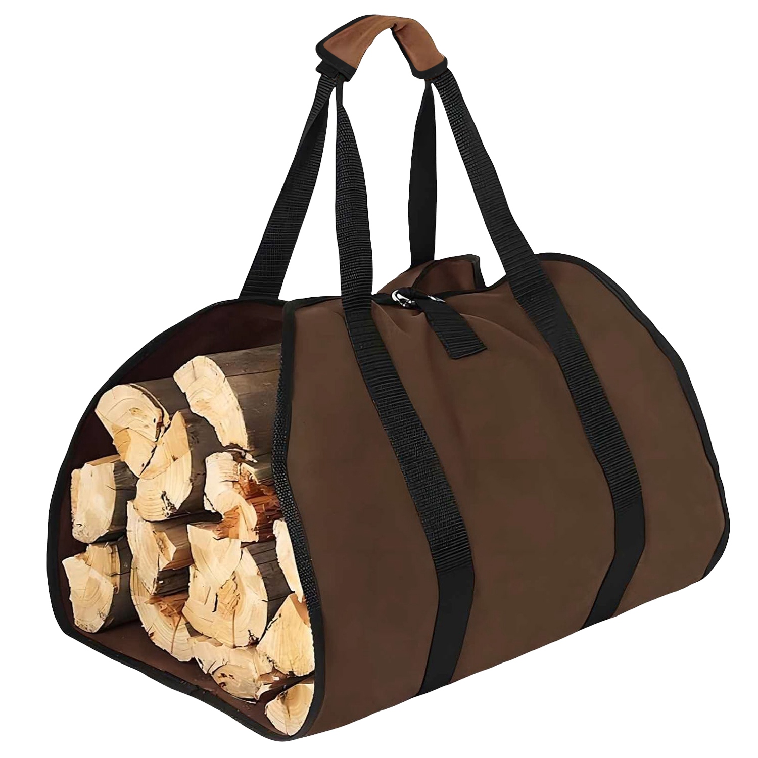 Sac porte-bois chauffage poignée ouverture latérale