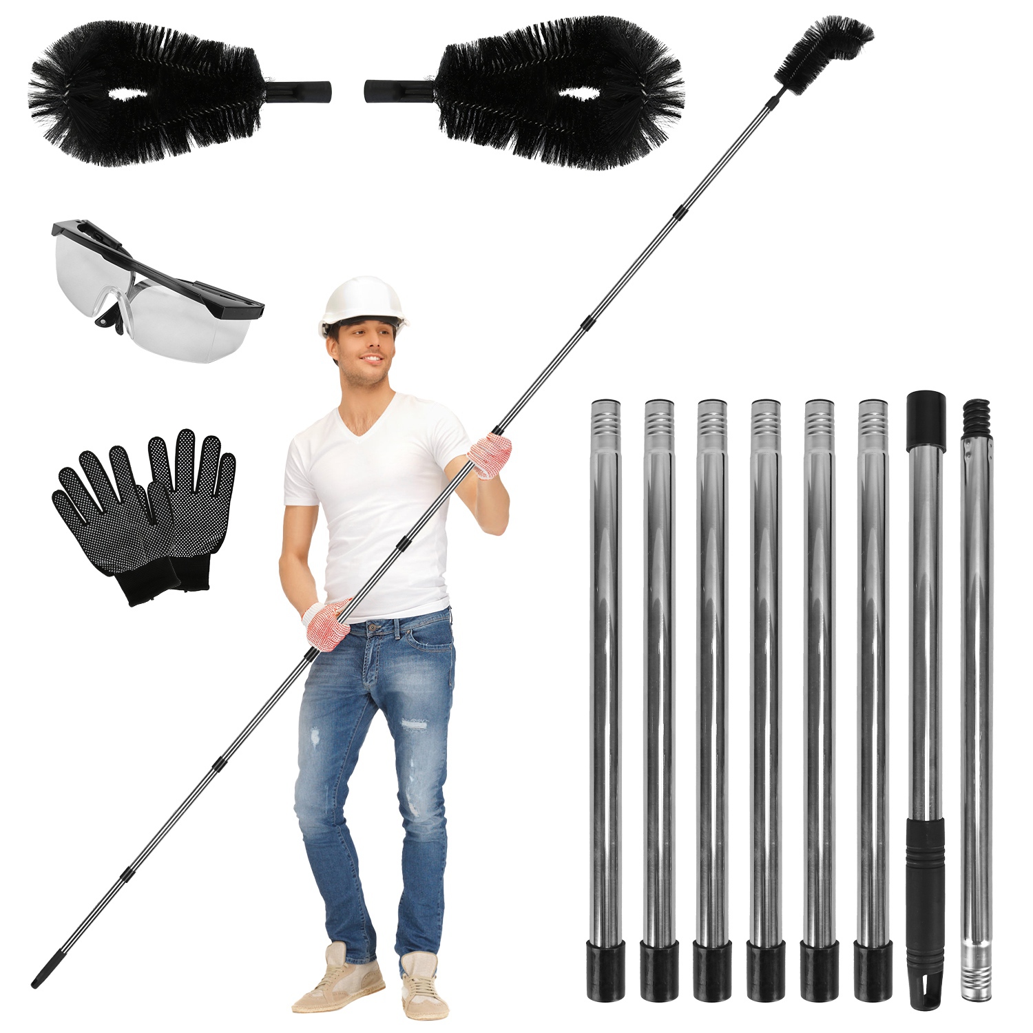 Brosse gouttière télescopique 10.5pi gants inclus