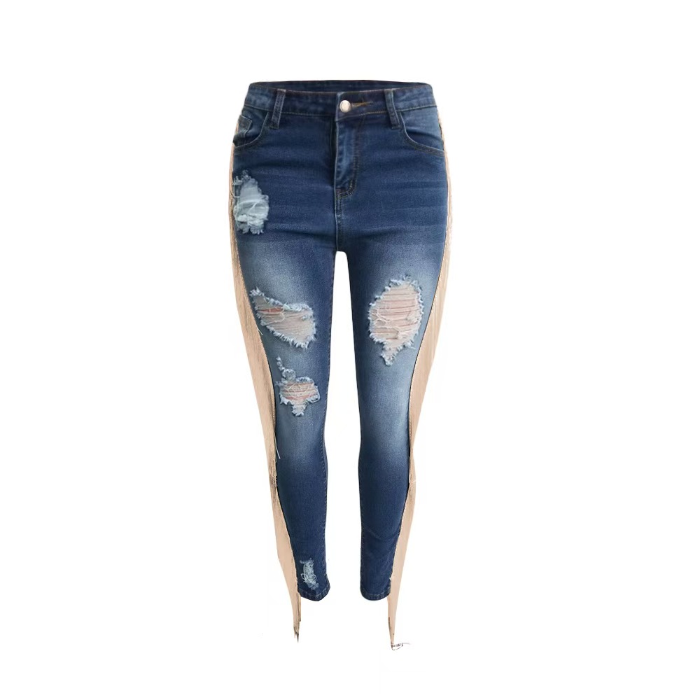 Jean Femme Déchiré Gland Style Rue Denim Crayon