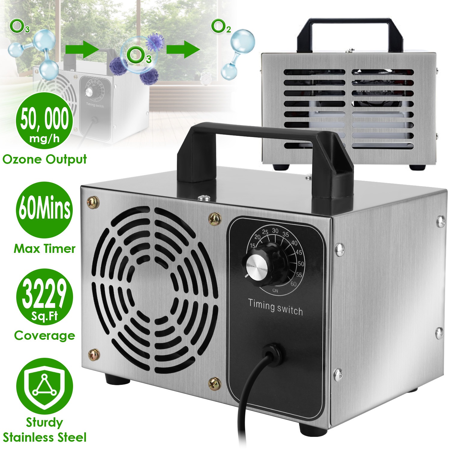 Générateur ozone 110W 50000mg/h purificateur air odeurs