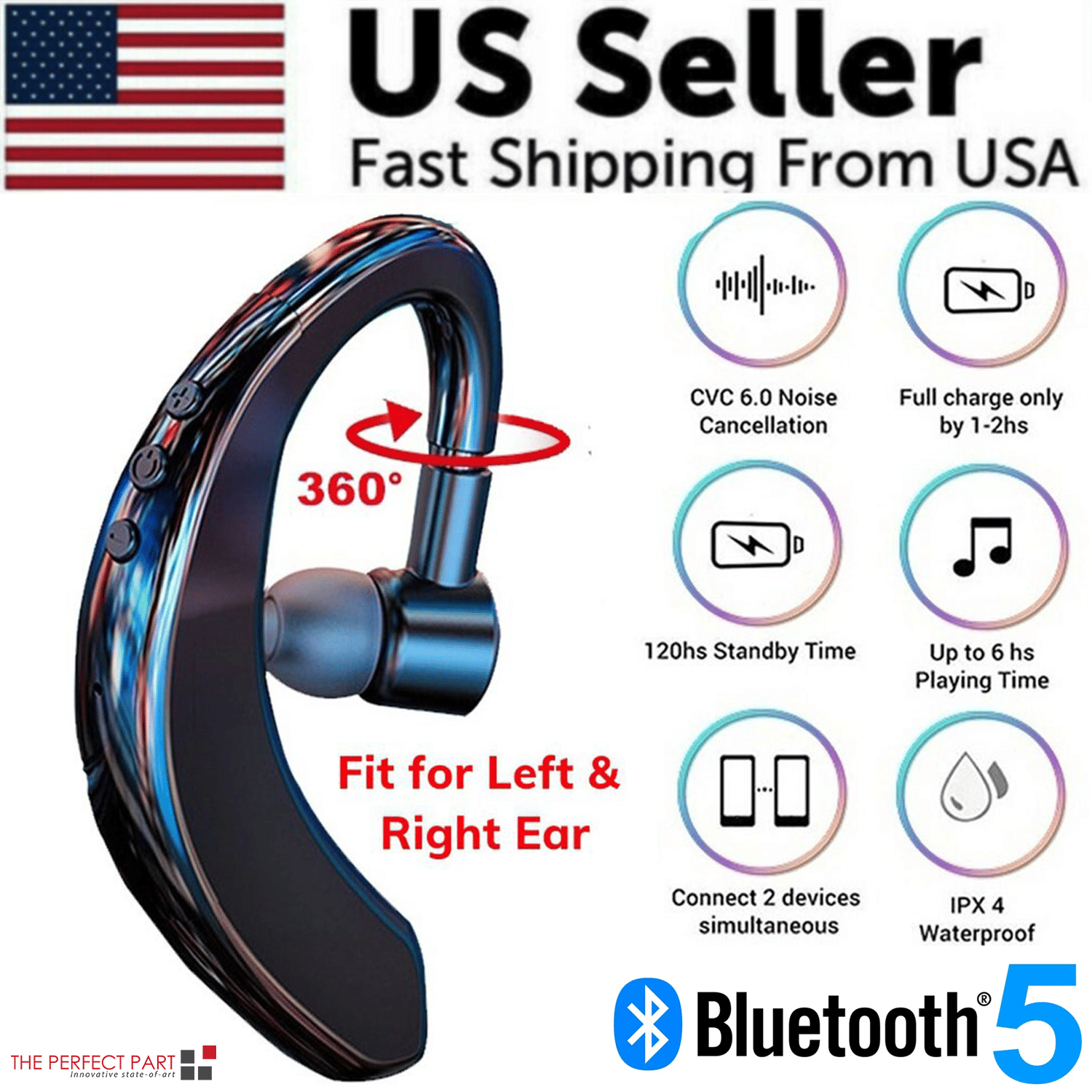Casque Bluetooth 5.0 oreillette conduite suppression bruit