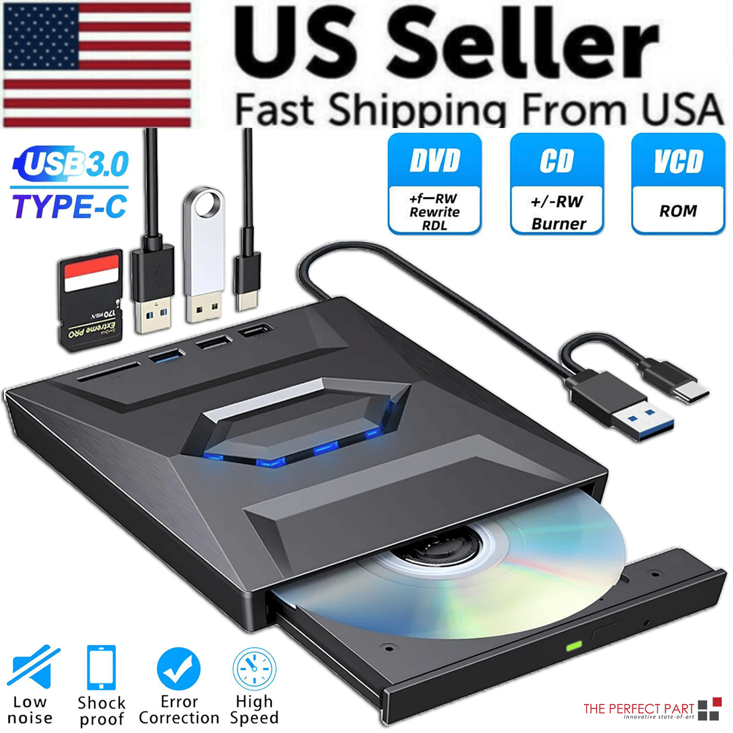 Lecteur CD DVD externe USB 3.0 Windows 11 10