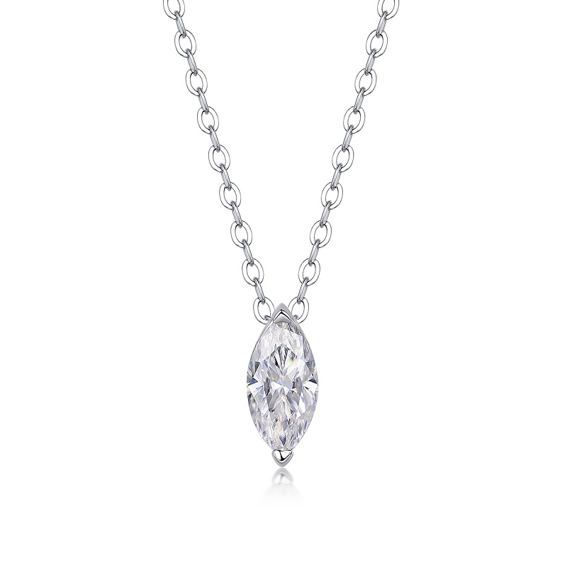 1Ensemble pendentif moissanite oeil de cheval S925 argent sterling