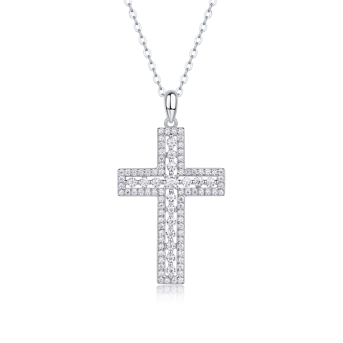1Shelter - Ensemble pendentif croix moissanite S925