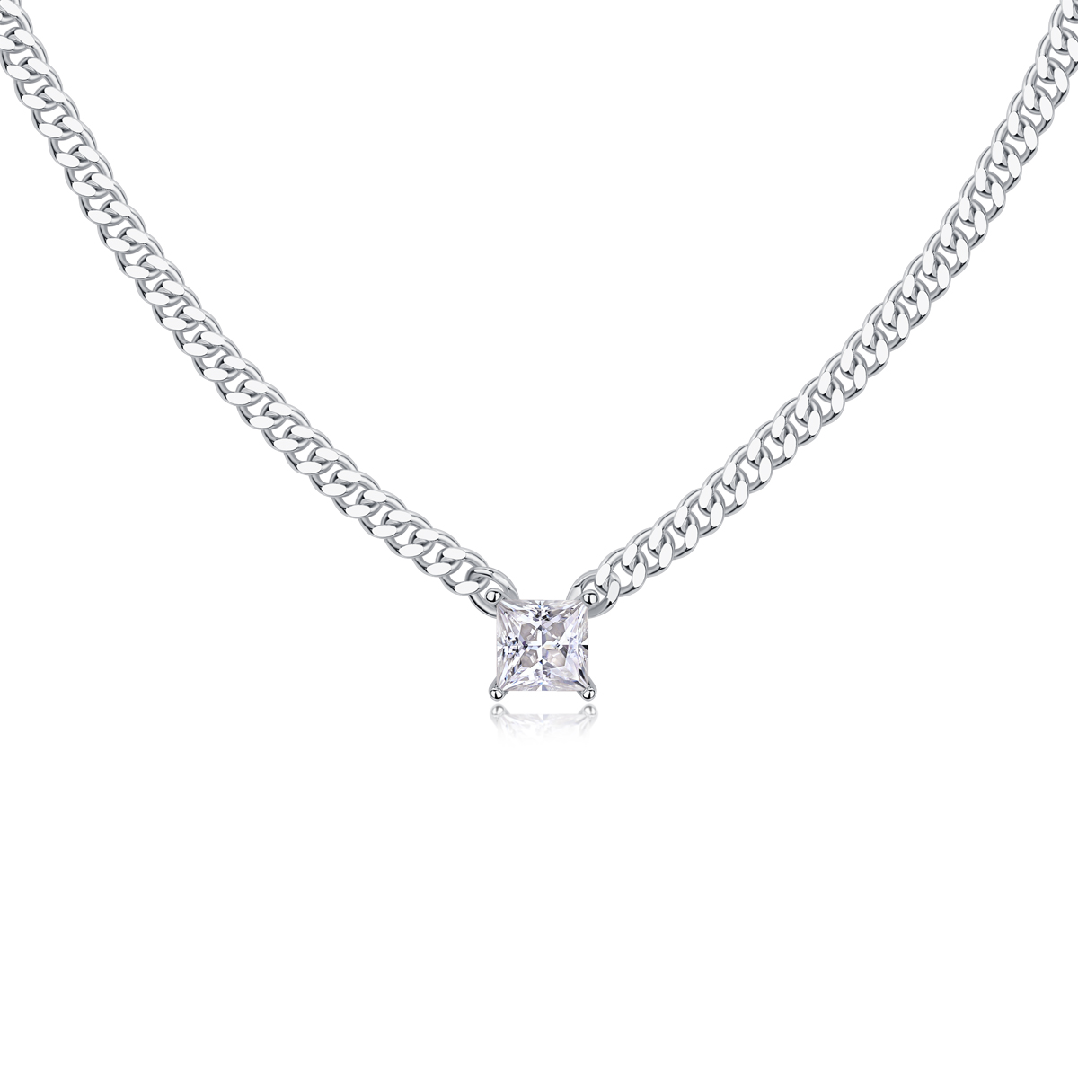 1Zhang Yang - Pendentif moissanite carrée S925 argent luxe
