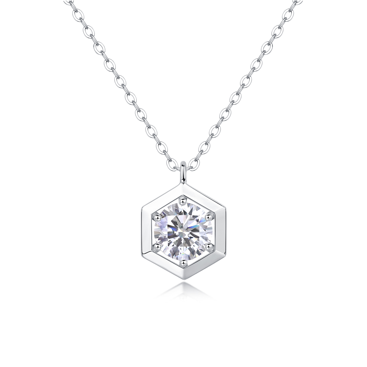 1Géométrique - Pendentif Moissanite 1ct S925 Argent