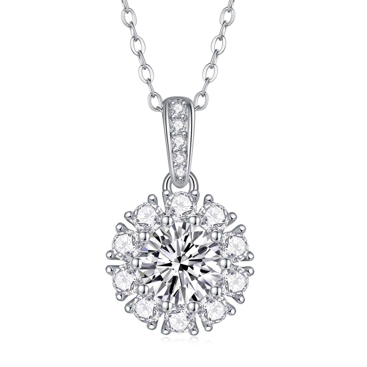 1Blossom - Pendentif 1 carat moissanite S925 argent/platine fleur