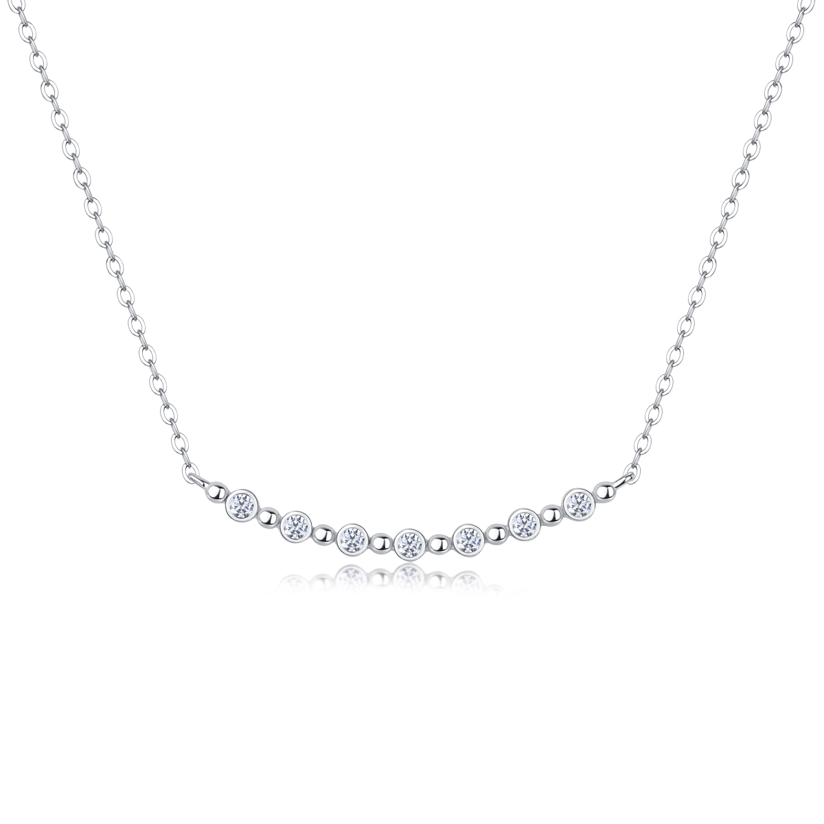 1White Moon And Stars - Pendentif moissanite S925 argent sterling