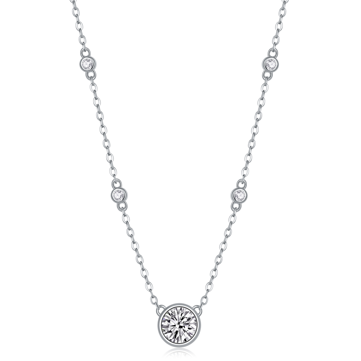 1Natural Reverie - Pendentif 1 carat moissanite S925 argent/platine rêverie