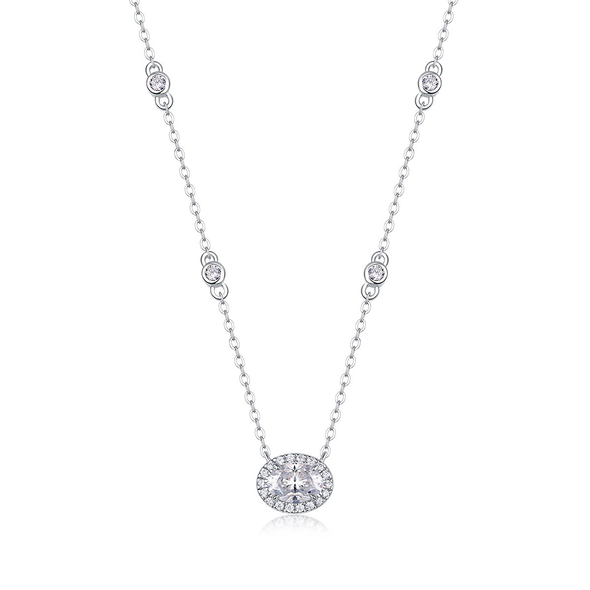 1White Summer Night - Pendentif moissanite oeuf S925