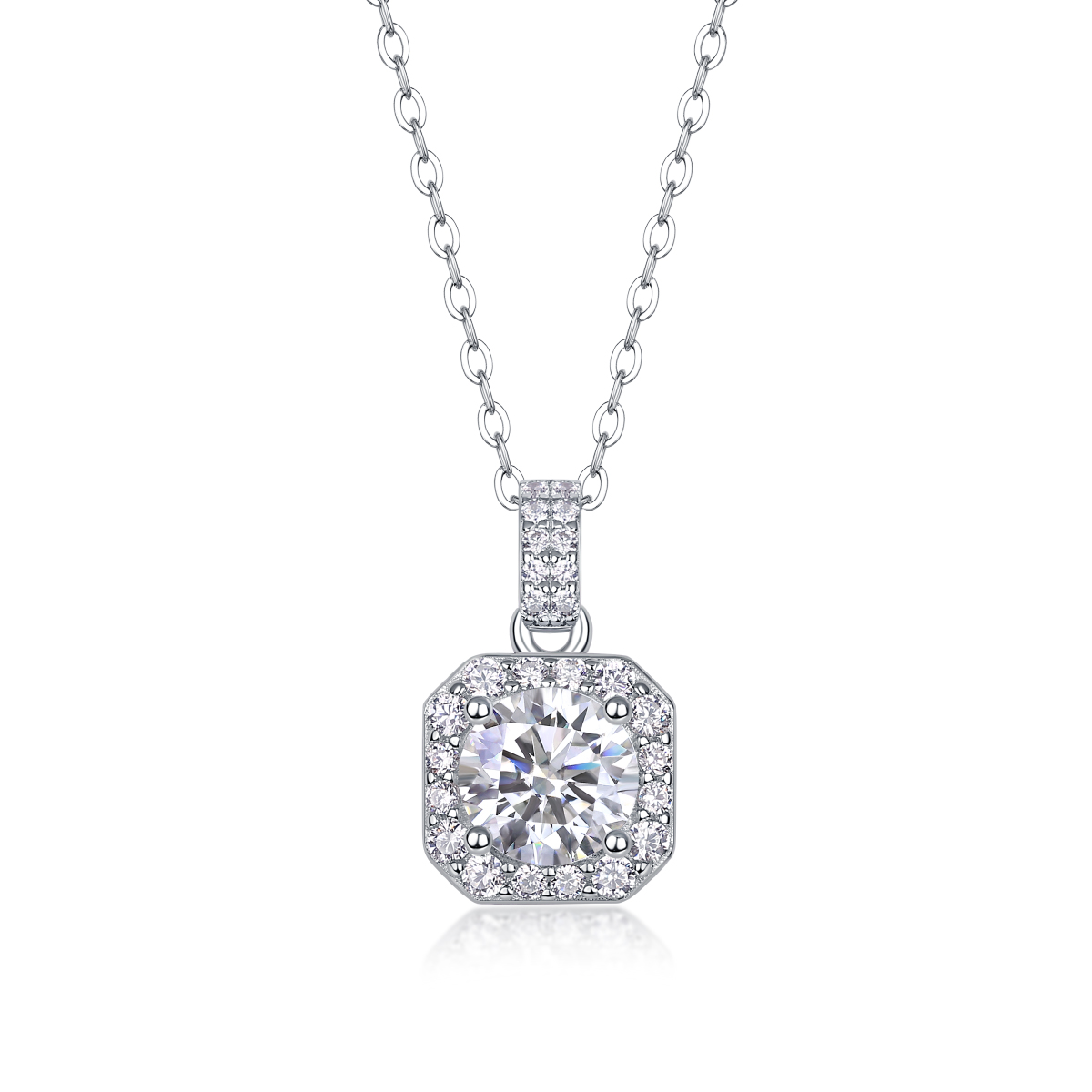 1Dawn Light - Ensemble pendentif moissanite 1ct S925