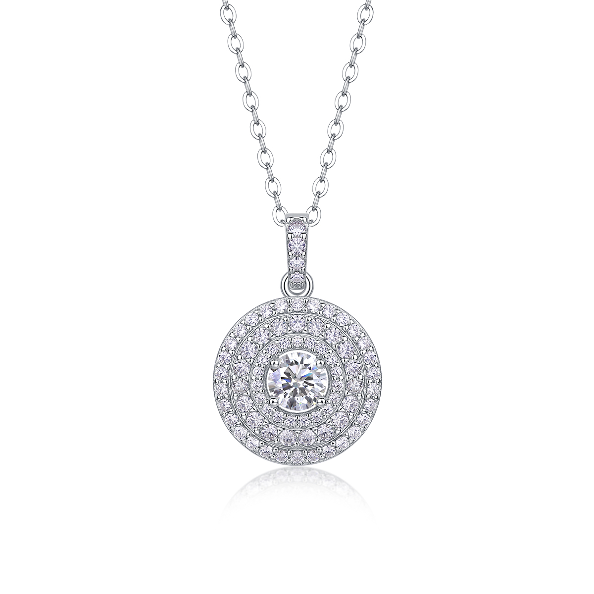 1White Dune - Ensemble pendentif moissanite S925 argent sterling