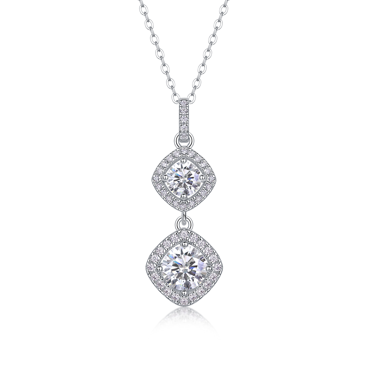 1Snowy Wonderland - Pendentif 1 carat moissanite S925 argent/platine neige