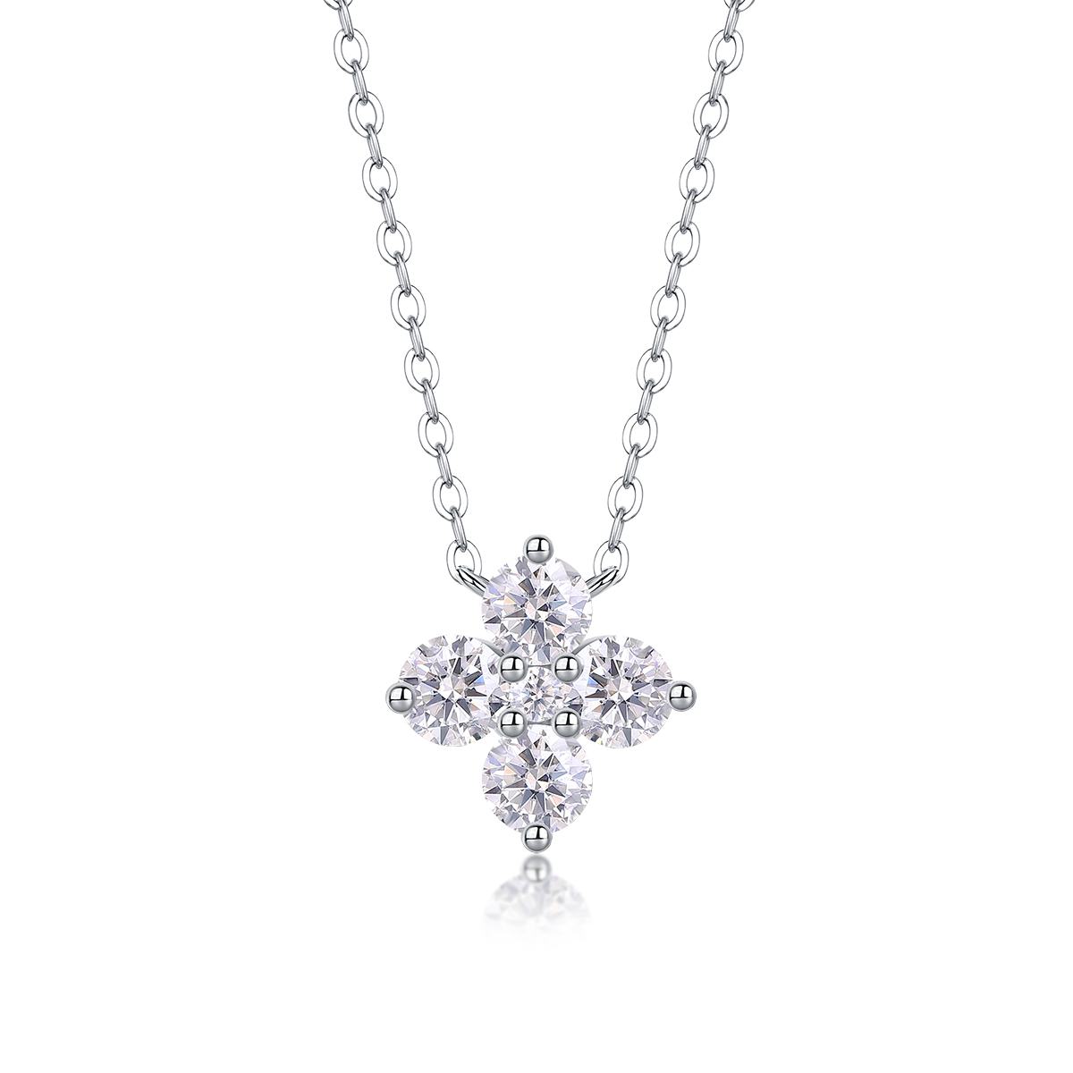 1Lucky Four-leaf Clover - Ensemble pendentif moissanite S925