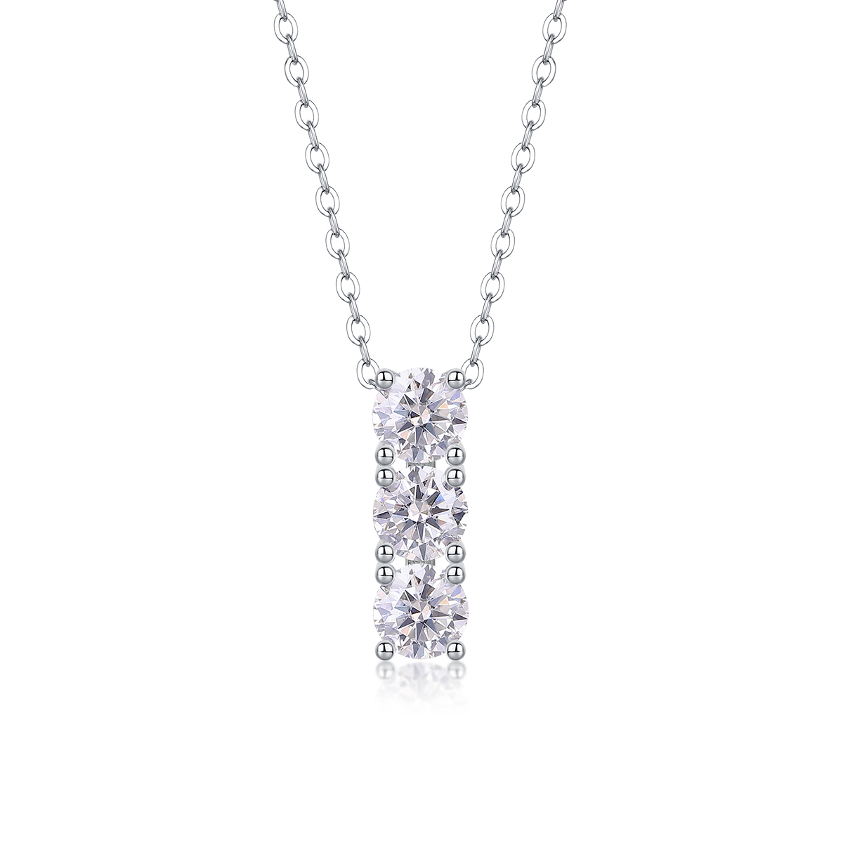 1Round - Pendentif moissanite 0,5ct S925 plaqu