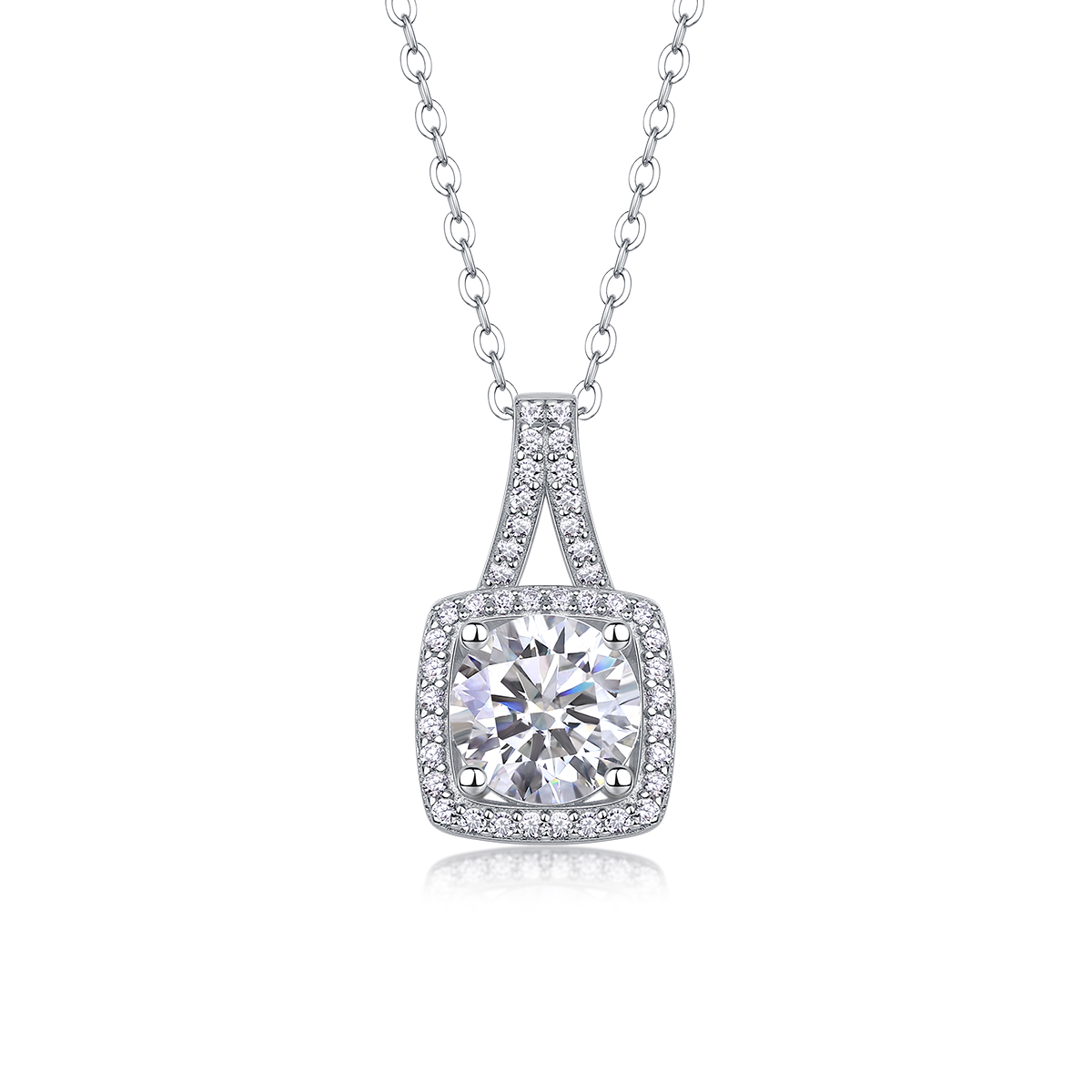 1Carré Diamant - Pendentif Moissanite 2ct S925 Argent