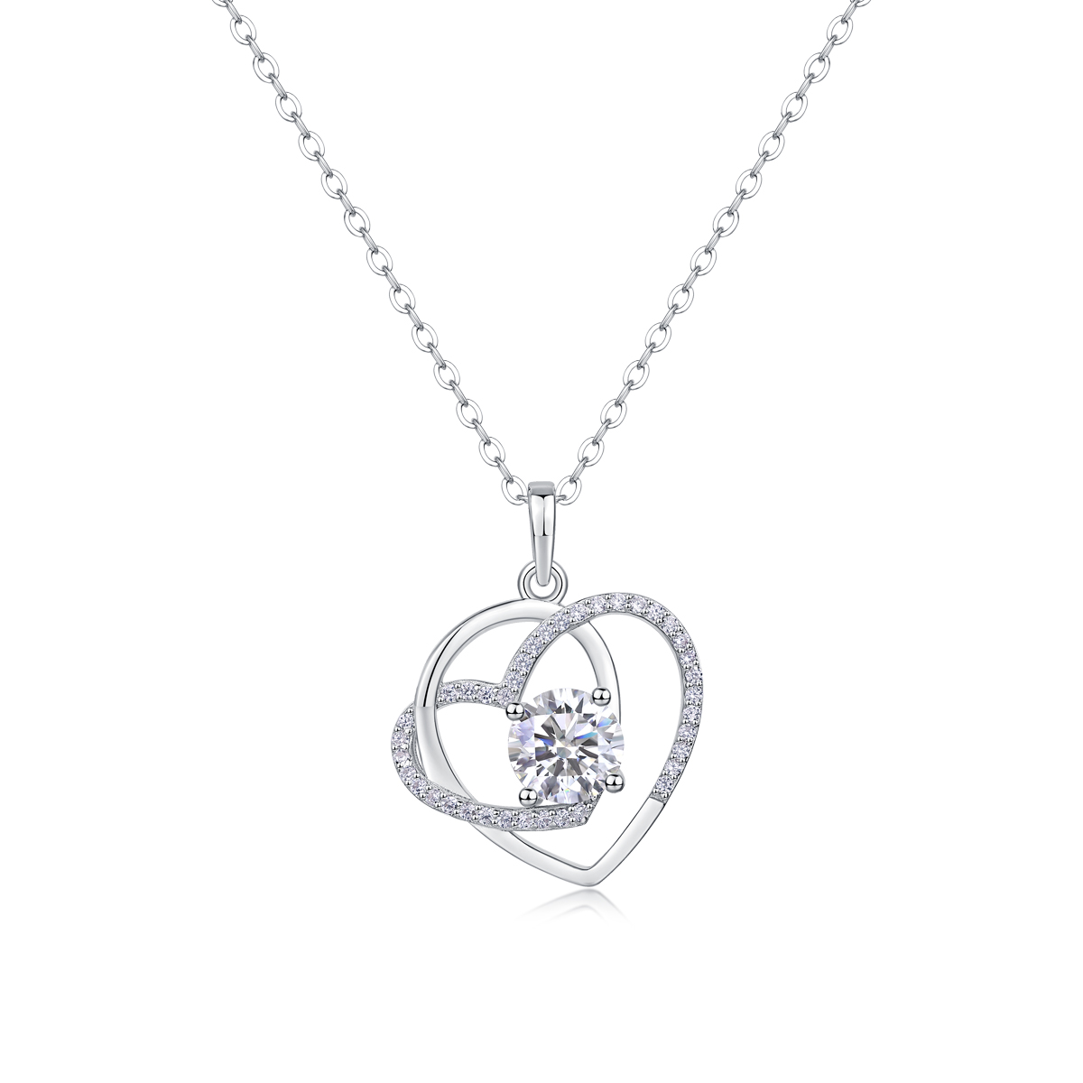 1Heart To Heart - Pendentif moissanite 1 carat S925 argent sterling