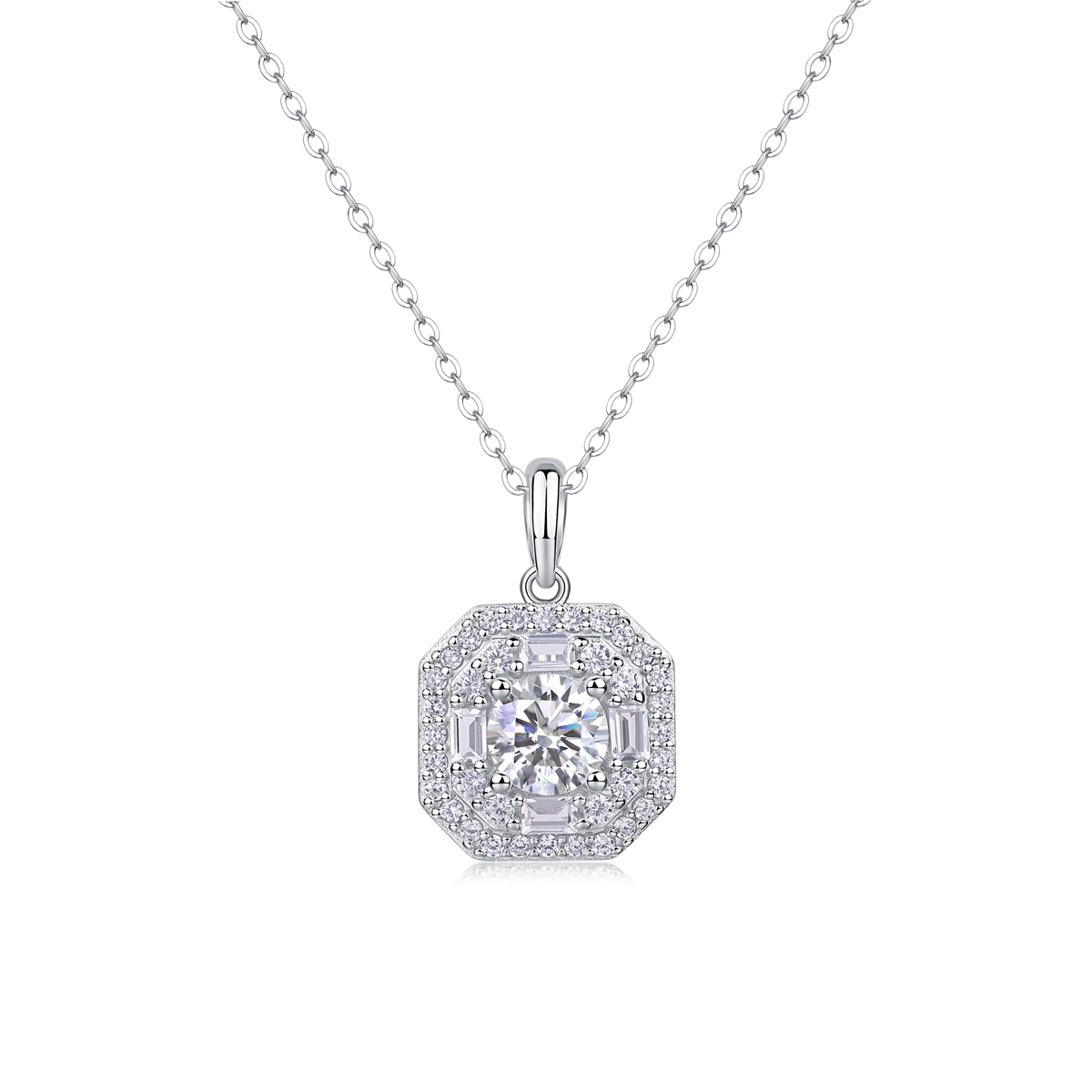 1Small Square Bag - Pendentif 1 carat moissanite S925 argent/platine carré