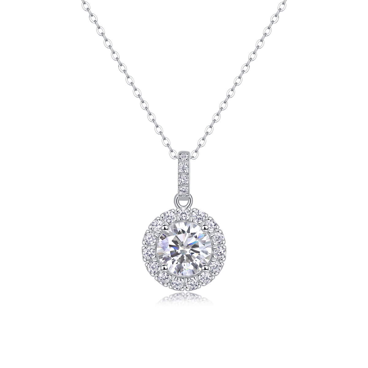 1Dandelion - Pendentif 2 carats moissanite S925 argent/platine pissenlit