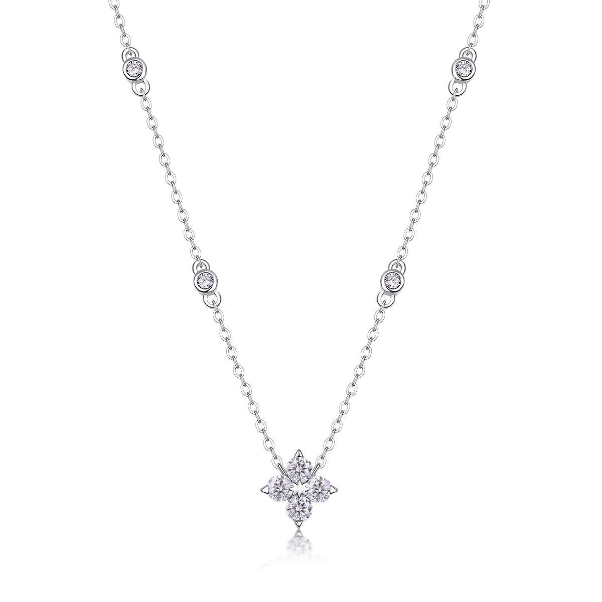 1Sweetheart Halo - Pendentif moissanite 2 carats S925 argent