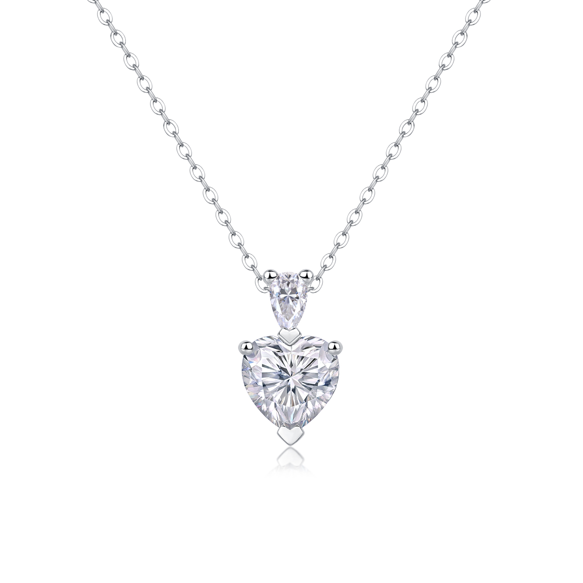 1The Beloved Of The Heart - Pendentif moissanite S925 argent/platine bien-aimé