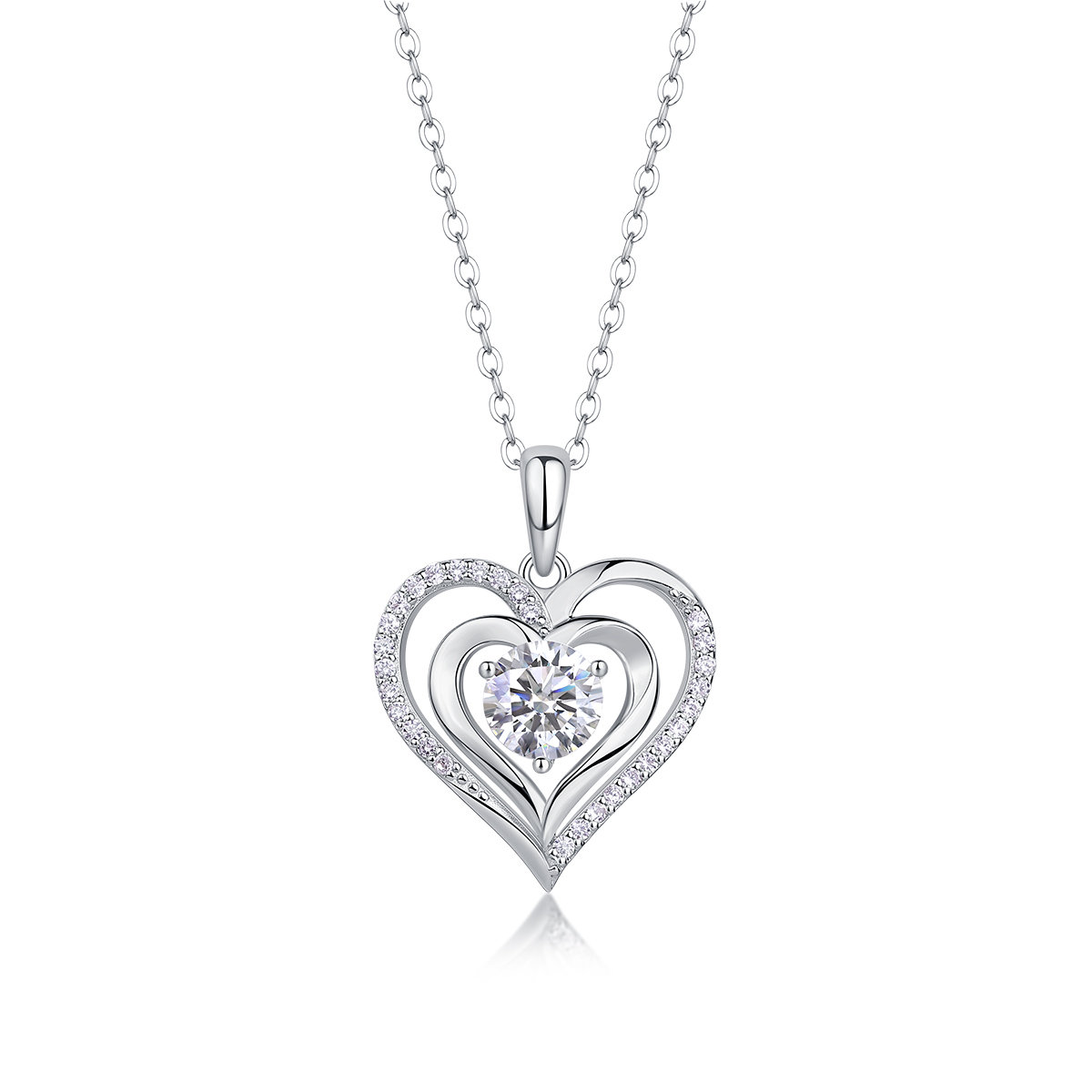1Connexion Cœur - Pendentif Moissanite 1ct S925 Argent