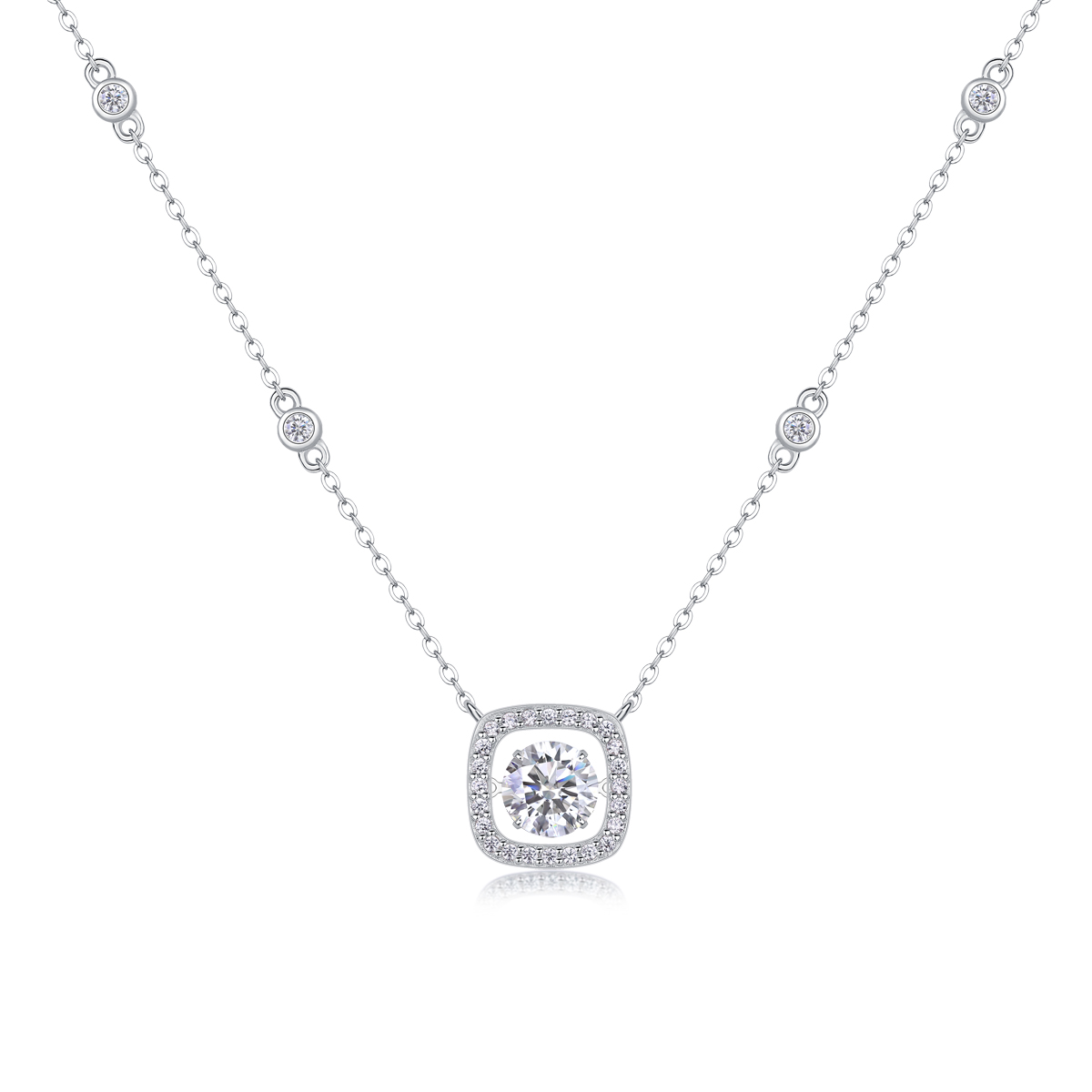 1Doux - Pendentif Moissanite 1ct S925 Argent Platine
