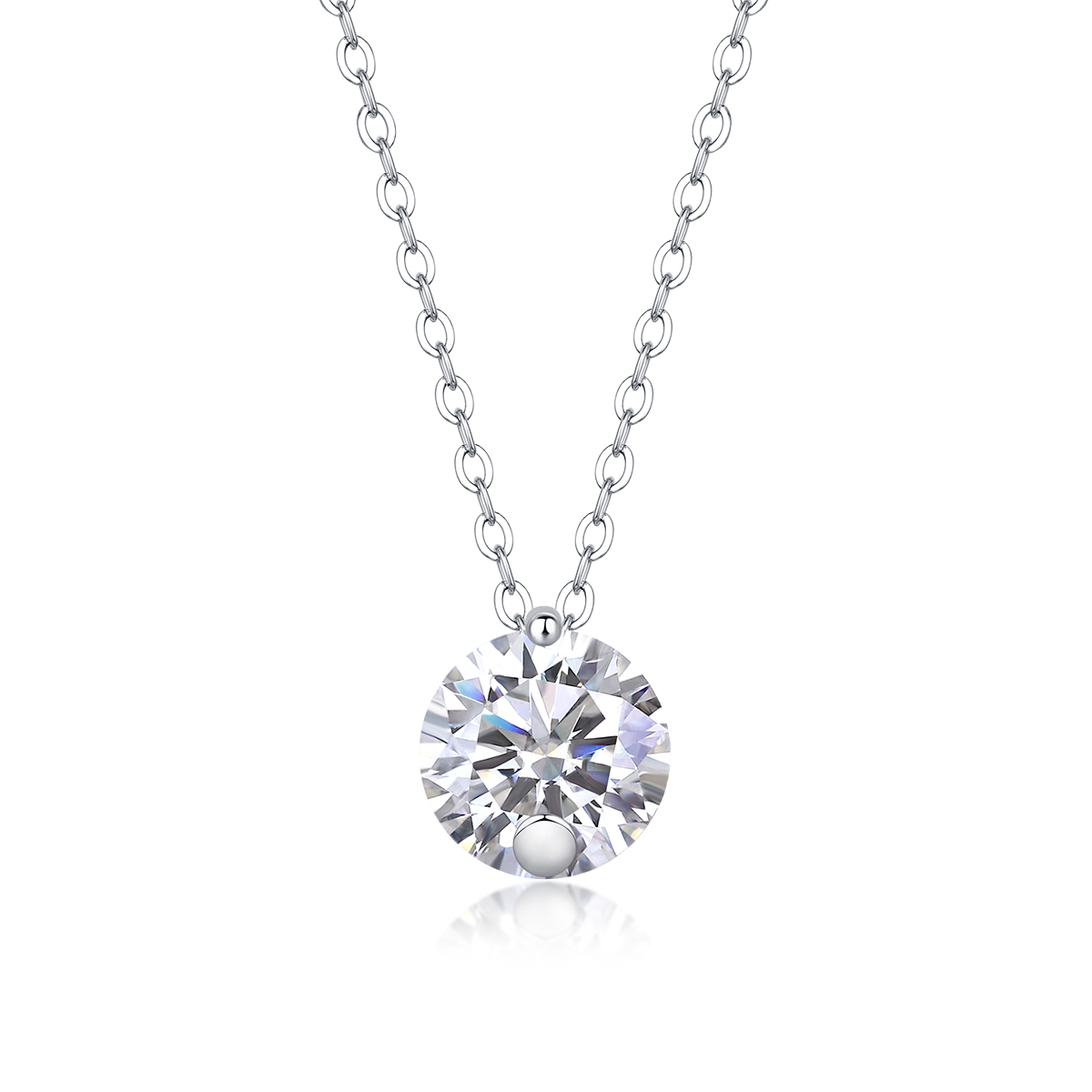 1Simple Pleasure - Pendentif 2 carats moissanite S925 argent/platine