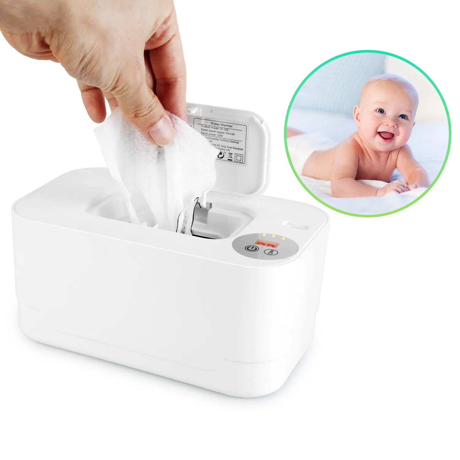 Chauffe-lingettes bébé 3 niveaux Type-C veilleuse GPCT5369