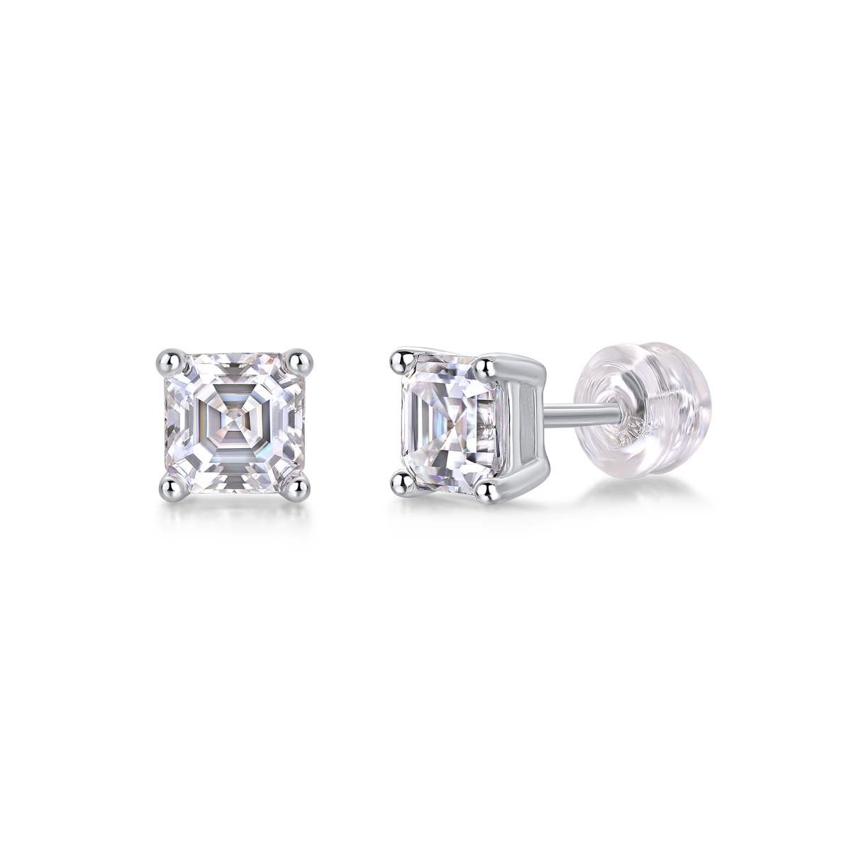 1Unrestrained - Pendentif moissanite carrée S925 argent sterling