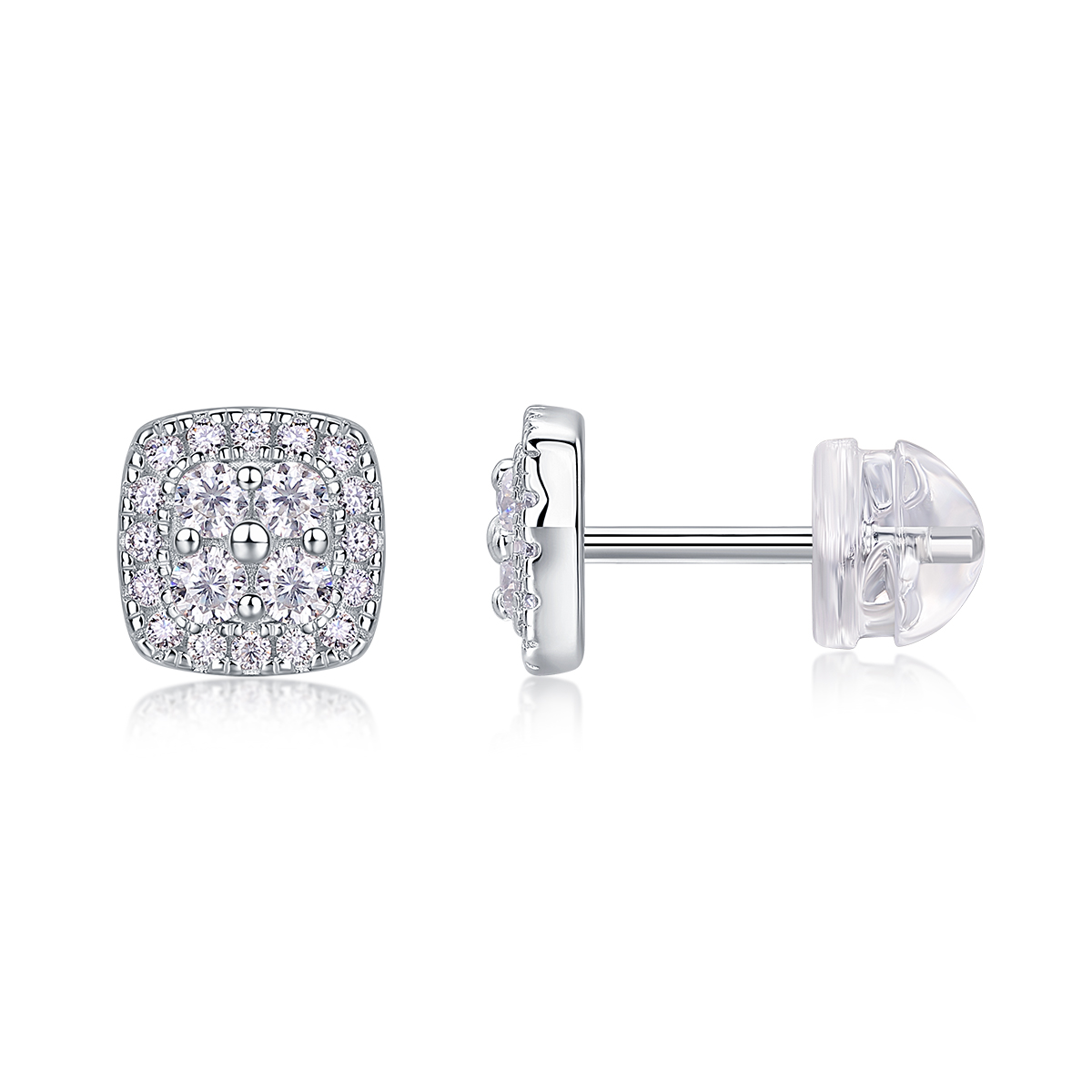 1Fog Sea - Boucles moissanite S925 argent/platine mer brume