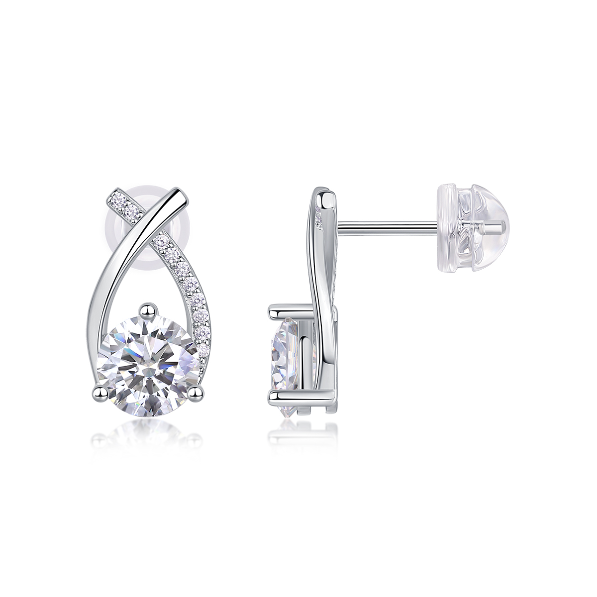 1Happy Encounter - Boucles 1 carat moissanite S925 argent/platine rencontre