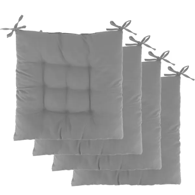 Ensemble 4 coussins de chaise carrés, attache