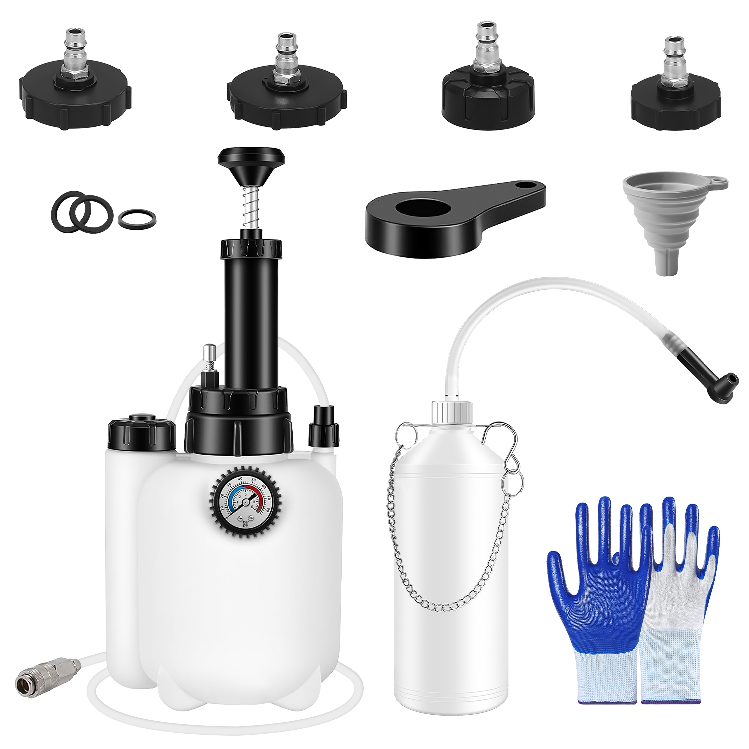 Kit saignée frein 3L manuel, pompe vide, adaptateurs 4 maîtres