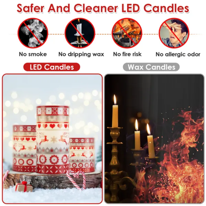 3 bougies LED Noël sans flamme