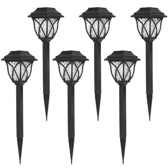 Lampe solaire décorative d'extérieur sur piquet en bois