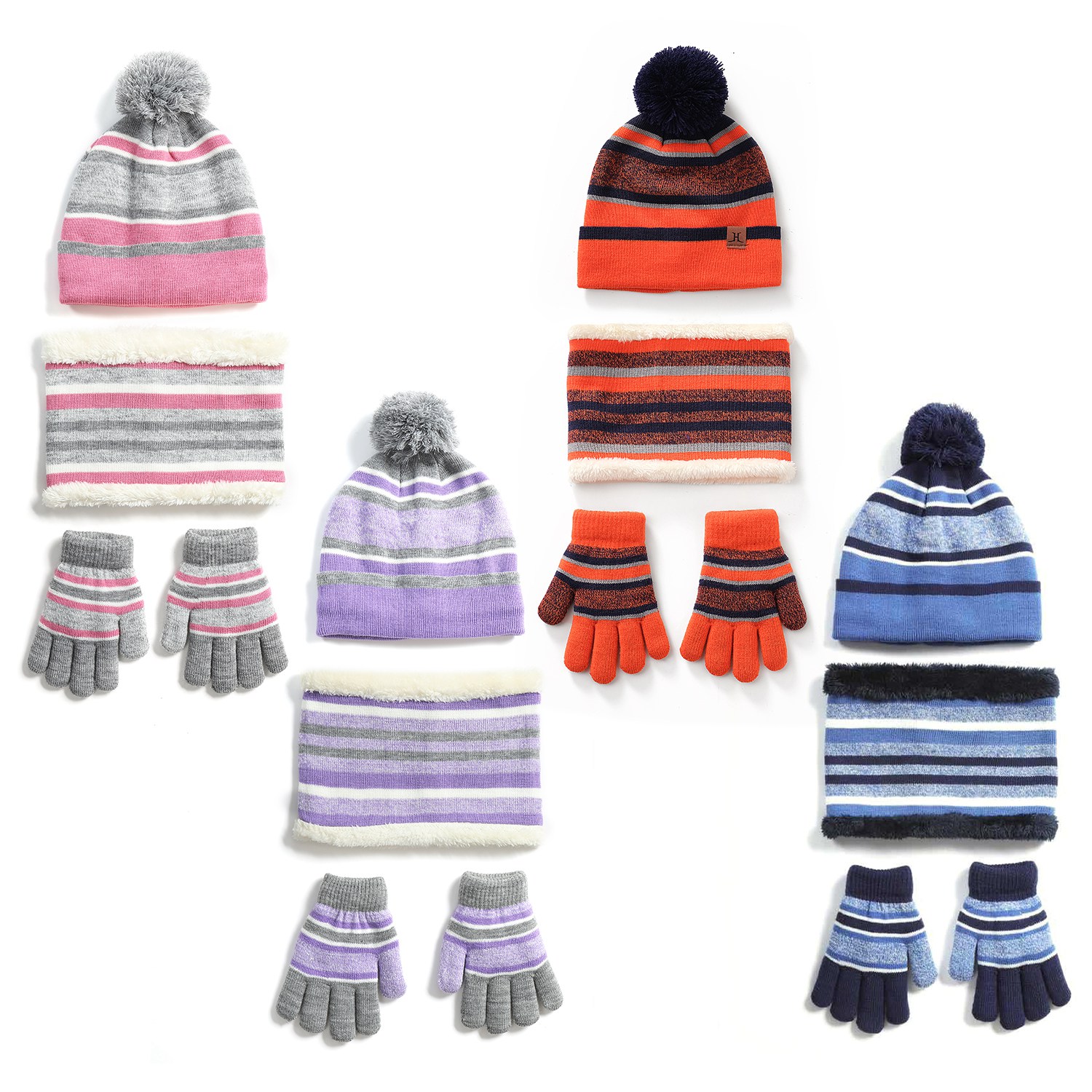 Ensemble hiver enfants bonnet écharpe gants 3 pièces 4-7 ans