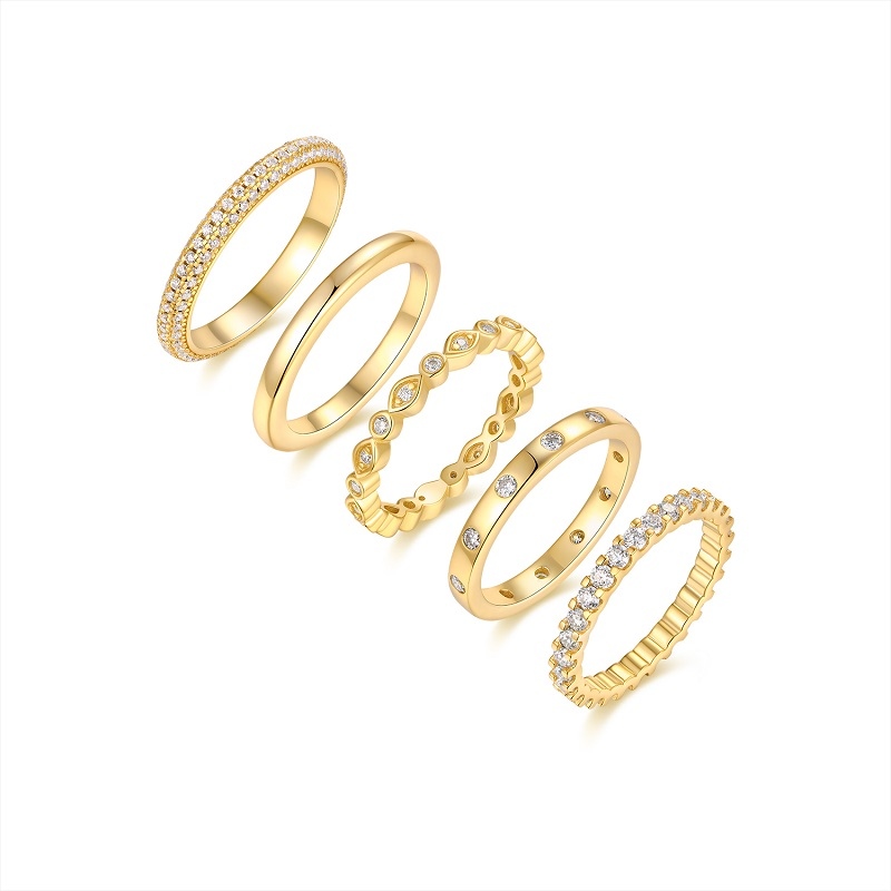 1Gold Ring - Bague moissanite S925 argent/plaqué or homme et femme