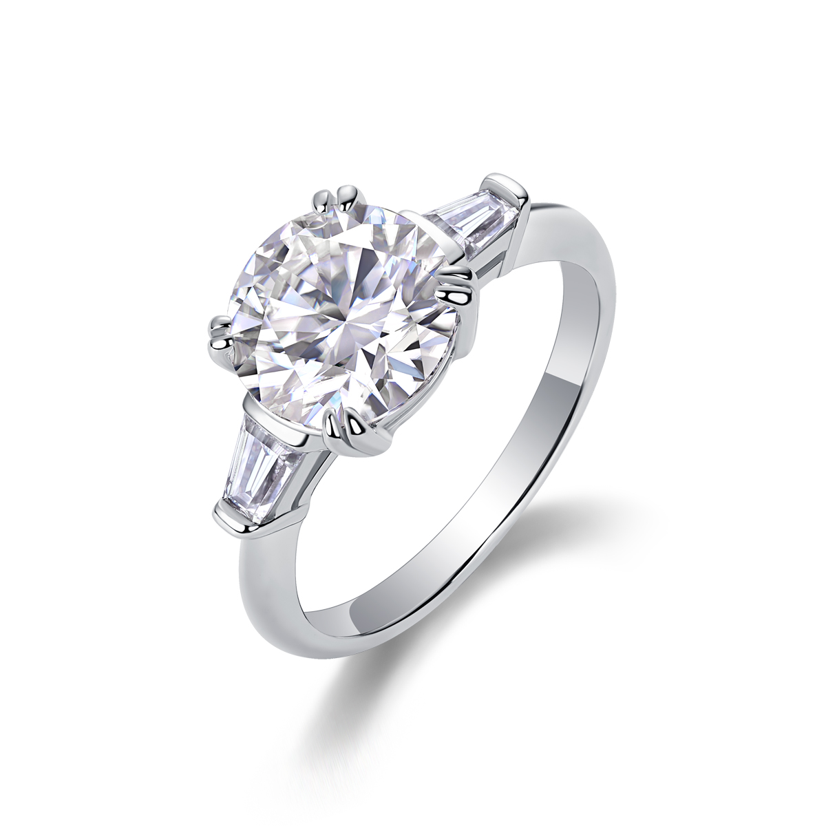 1Shining Step By Step - Bague 3 carats moissanite S925 argent/platine