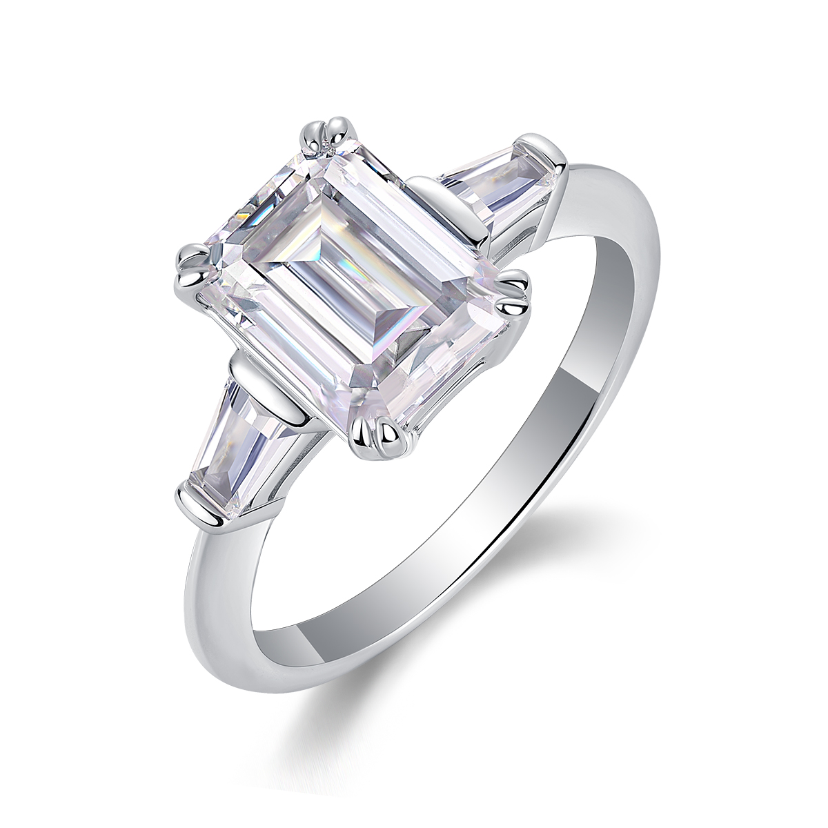1Starry Sky Mirror - Bague moissanite S925 argent/platine ciel étoilé