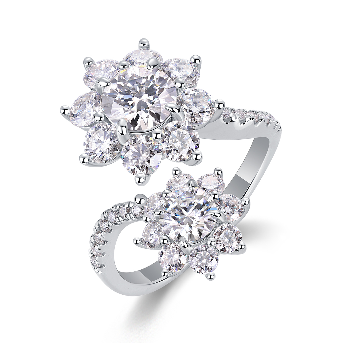 1Petal Morning Dew - Bague moissanite 1 carat S925 argent sterling