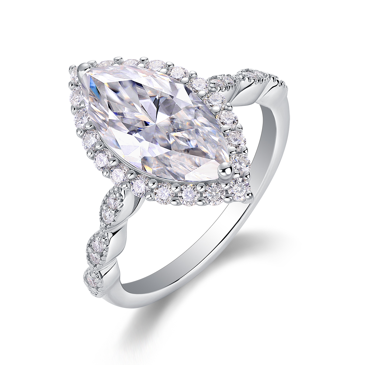 1Royaume Délice - Bague Moissanite S925 Argent Platine