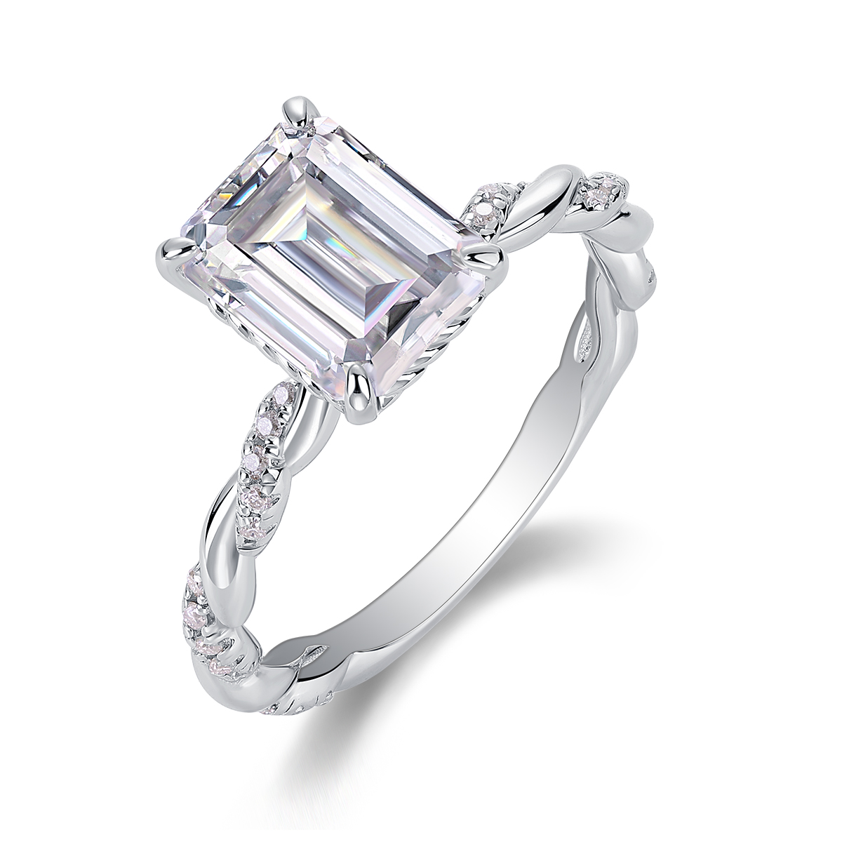 1Chasing Light - Ensemble bague moissanite S925 plaqu