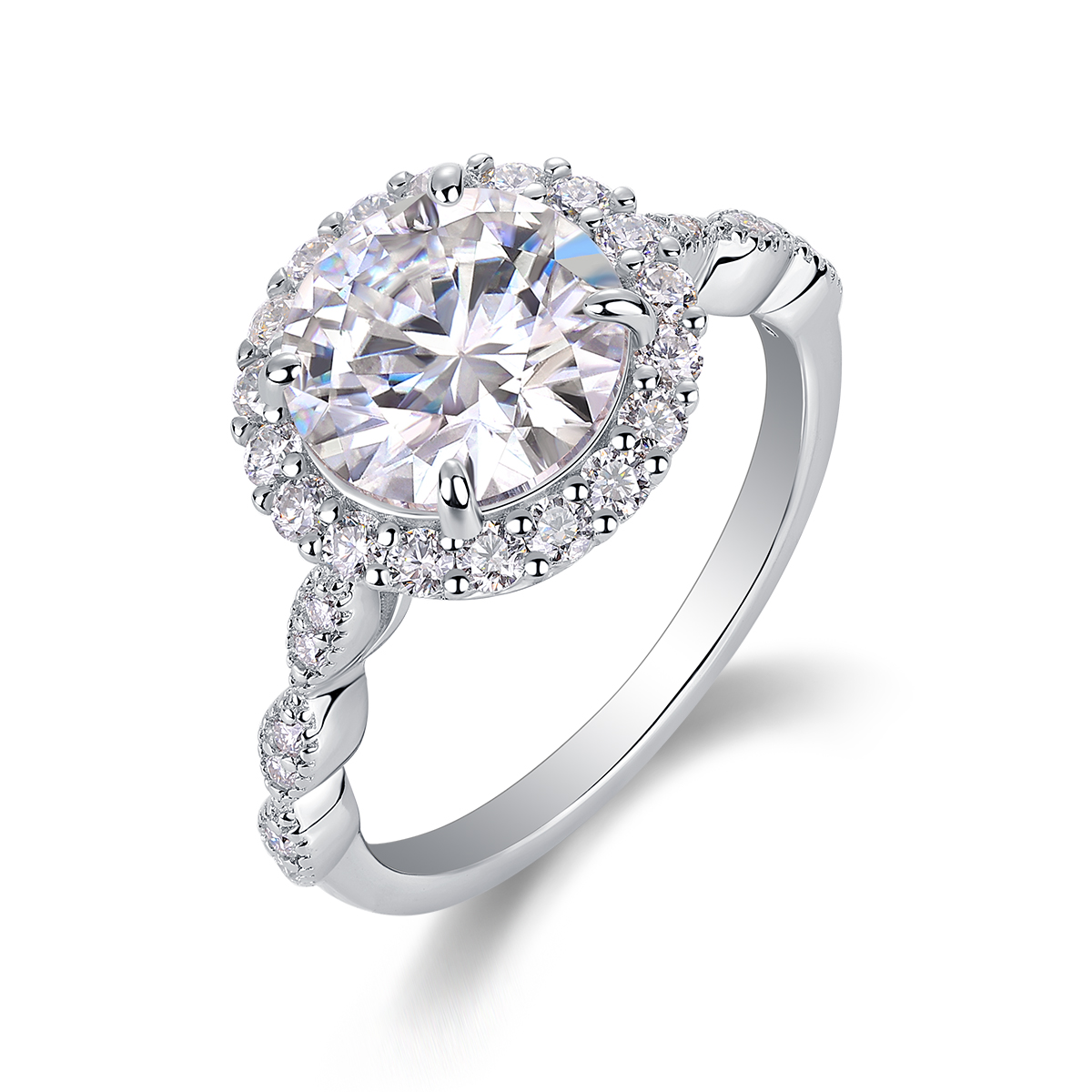 1Starlight Shining - Bague moissanite 3 carats S925 argent sterling