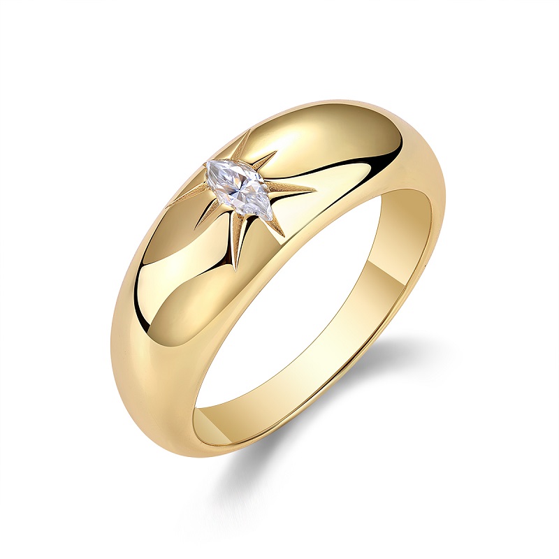 1Eight-prong Radiance - Bijou moissanite S925 argent/plaqué or 8 griffes